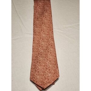 Pronto Uomo X-Long Silk Linen Woven Necktie Rust Orange Textured Business Career